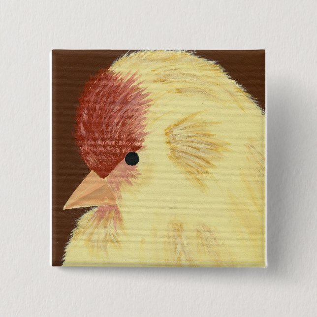 Yellow bird 15 cm square badge (Front)