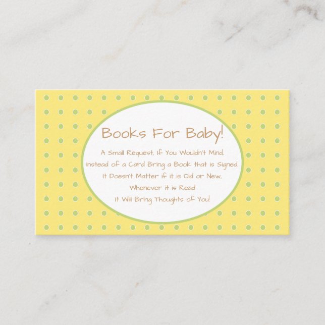 Yellow Bird Baby Shower Book Request Insert (Front)