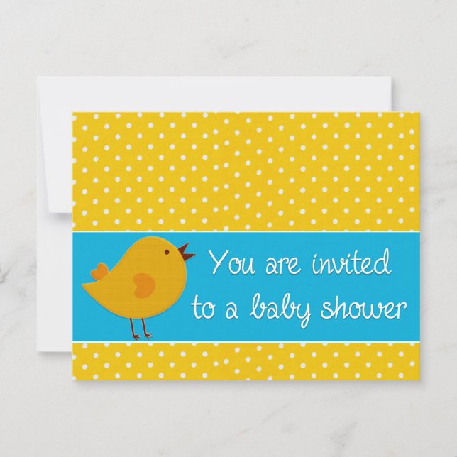 yellow bird baby shower invitation (Front)