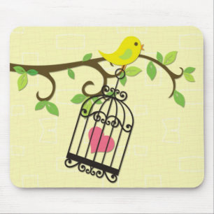 Yellow Bird, Birdcage Mouse Pad