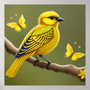 🐤Yellow Bird Branch Nature Wall Art