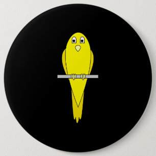 Yellow Bird. Canary. On Black. 6 Cm Round Badge