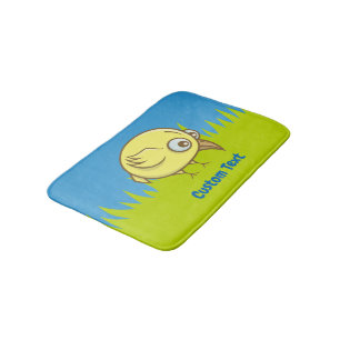 Yellow bird cartoon bathroom mat