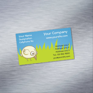 Yellow bird cartoon business card magnet