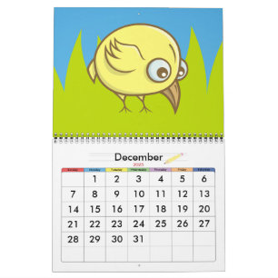 Yellow bird cartoon calendar