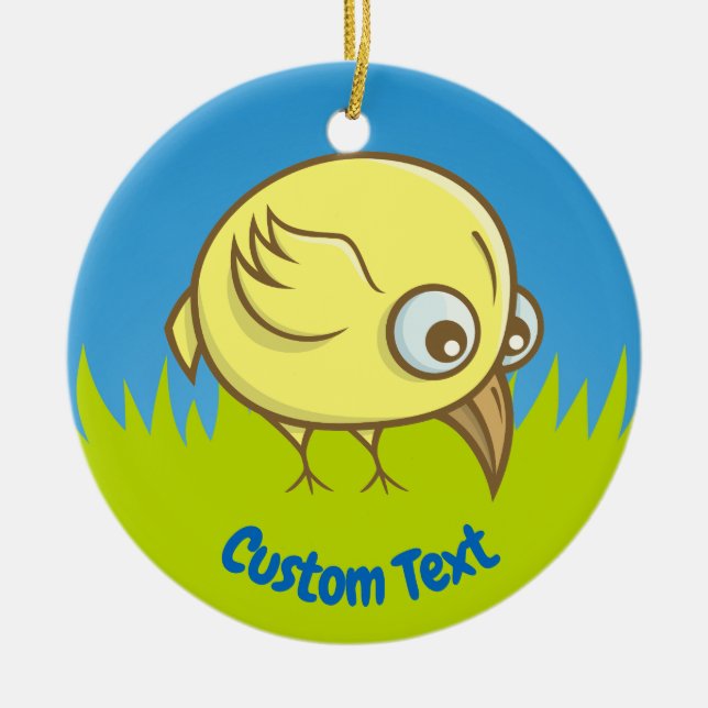 Yellow bird cartoon ceramic ornament (Front)