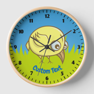 Yellow Bird Cartoon Clock