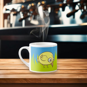 Yellow bird cartoon espresso cup