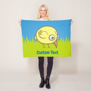 Yellow bird cartoon fleece blanket