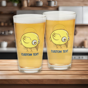 Yellow bird cartoon glass