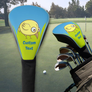 Yellow bird cartoon golf head cover