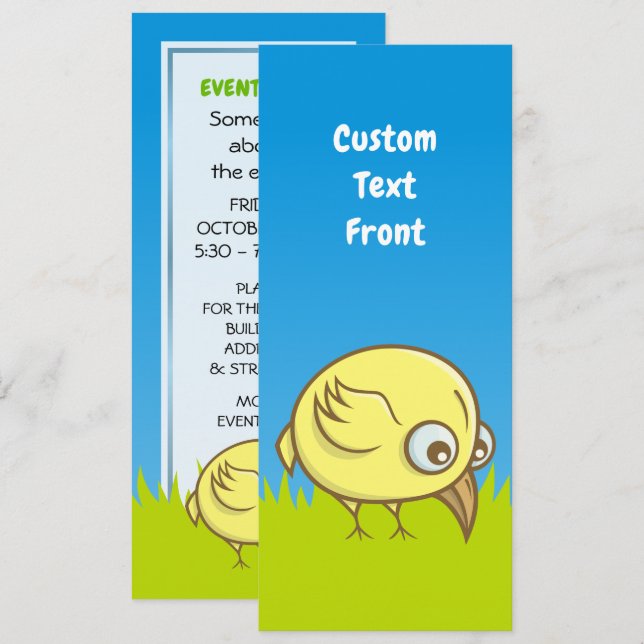 Yellow bird cartoon invitation (Front/Back)