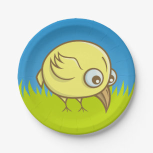 Yellow bird cartoon paper plate