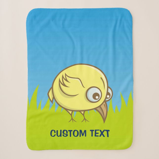 Yellow Bird Cartoon Sherpa Blanket (Front)