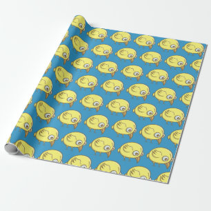 Yellow bird cartoon wrapping paper
