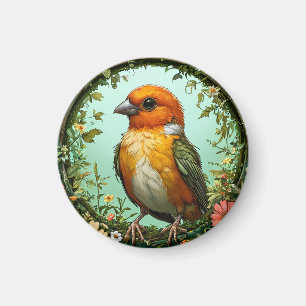 🐤 Yellow Bird Floral Frame Nature Charm 🐤 Magnet