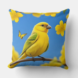 🕊️ Yellow Bird Nature Style Home Decor 🌸 Cushion
