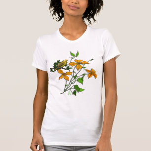 Yellow Bird on Orange Tiger Lilies T-Shirt