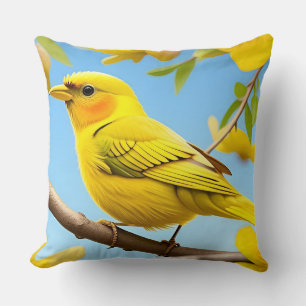🌞 Yellow Bird Throw Pillow Bright Nature Accent