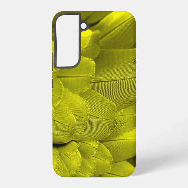 Yellow bird wing feathers pattern samsung galaxy s22+ case (Back)