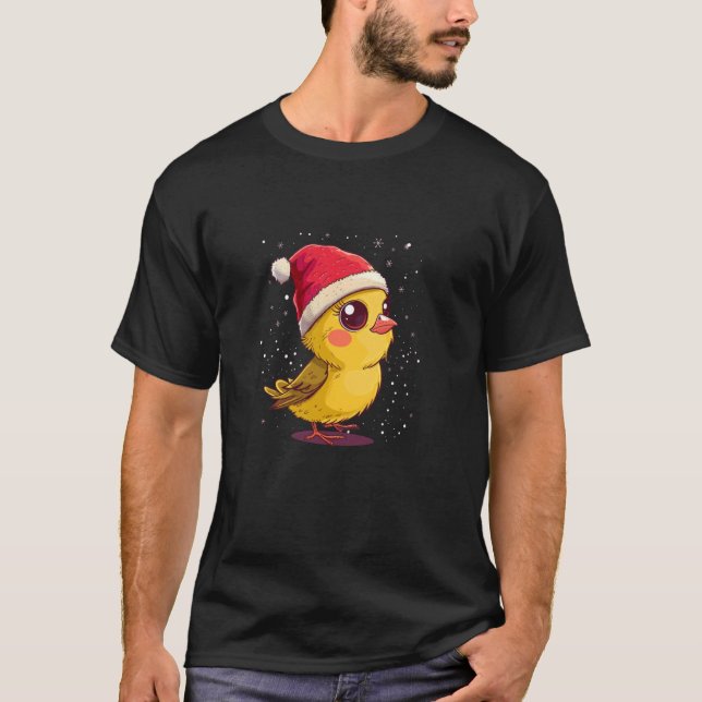 Yellow Bird with Santa Hat Costume T-Shirt (Front)