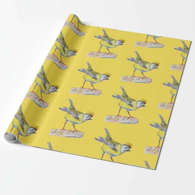 Yellow Bird  Wrapping Paper, 30 in x 6 ft Wrapping Paper (Unrolled)