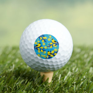 Yellow Birds Pattern on Lemon Tree Golf Balls