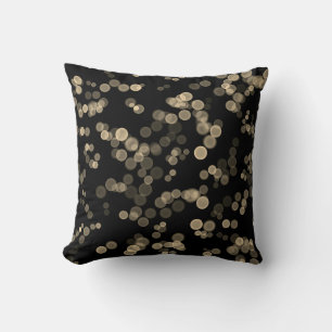 Yellow Black Abstract Bubble Bokeh Pattern Cushion