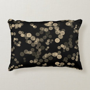 Yellow Black Abstract Bubble Bokeh Pattern Decorative Cushion