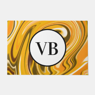 Yellow Black acrylic pour marble add nam Doormat