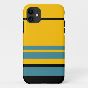 Yellow, Black and Blue Stripes Pattern 4 iPhone 11 Case