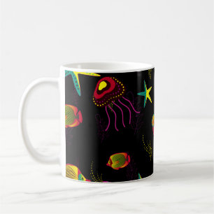 Yellow, black and brown fish seamless pattern. abs coffee mug