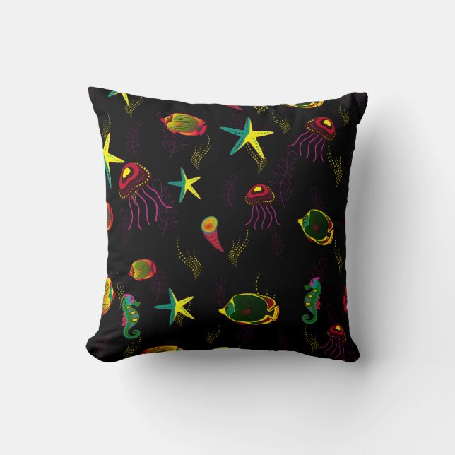 Yellow, black and brown fish seamless pattern. abs cushion (Front)