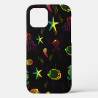 Yellow, black and brown fish seamless pattern. abs