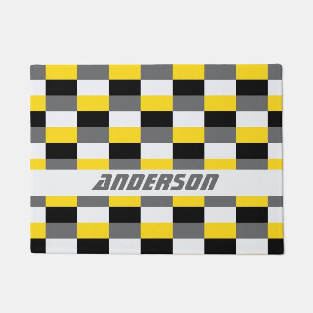 Yellow, Black and Grey Colour Combination Doormat (Front)