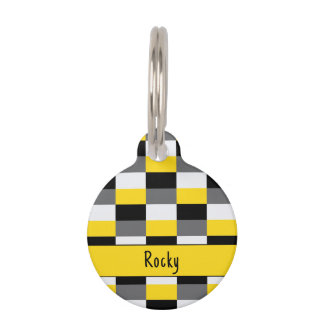 Yellow, Black and Grey Colour Combination Pet Tag