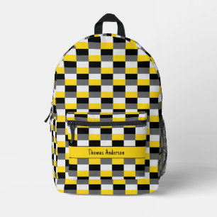 Yellow, Black and Grey Colour Combination Printed Backpack