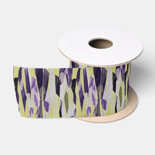 Yellow Black and Purple Abstract Satin Ribbon