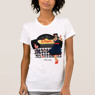 Yellow black and white chequered 1950s T-Shirt