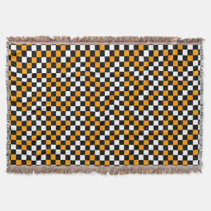 Yellow Black and White Chequered Throw Blanket