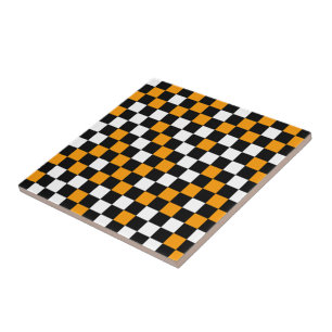 Yellow Black and White Chequered Tile