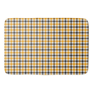 Yellow Black and White Gingham Check Bath Mat
