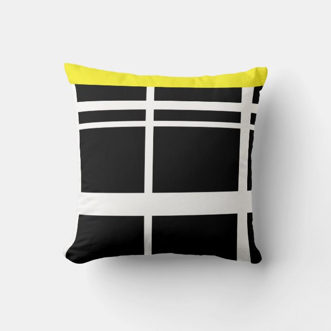 Yellow Black and White lines Cushion (Front)