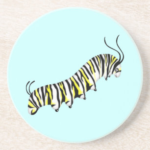 Yellow Black and White Stripe Caterpillar Coaster