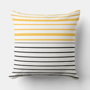 Yellow Black And White Striped Cushion