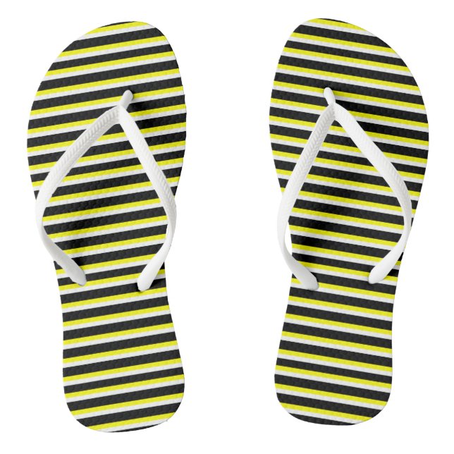 Yellow, Black and White Stripes Jandals (Footbed)
