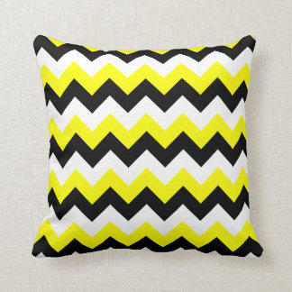 Yellow Black and White Zigzag Cushion