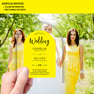 Yellow Black Arch Acrylic Wedding Invites Modern Invitations
