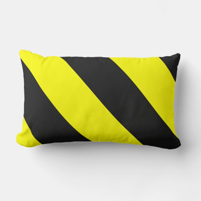 Yellow Black Attention Warning Stripes Lumbar Cushion (Front)