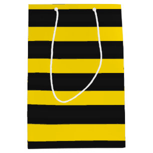 Yellow & Black Bee-Inspired Stripes Medium Gift Bag